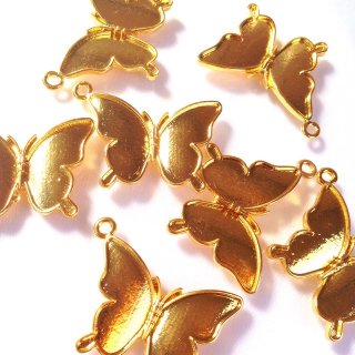 蝶々のレジンフレーム　ミール皿ゴールド(4個) カン付きセッティング 