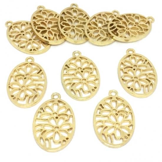 レジンヘアゴムステンドグラスブルー金箔ゴールドお花