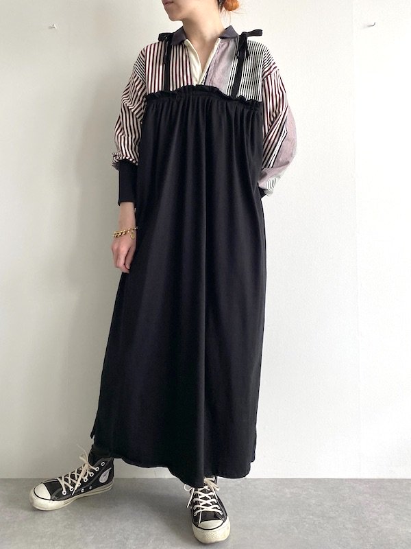 Remake Shirt Cami Dress リメイクシャツキャミワンピース Stripe Kici