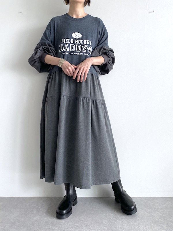 Remake tiered long dress  / リメイクティアードロングワンピース(D.gr)