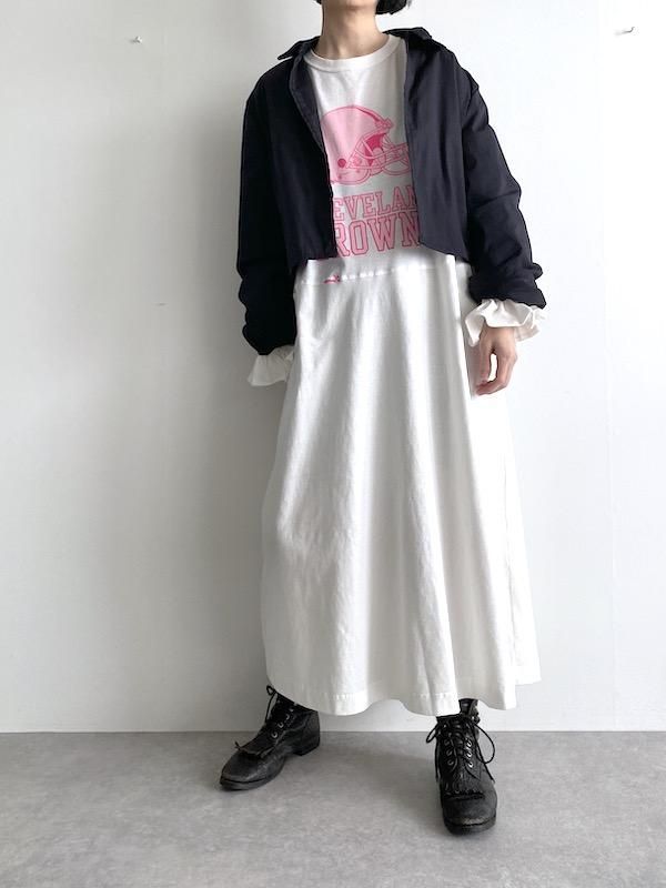 お手軽価格で贈りやすい 着物リメイク 白紬 フリルスリーブ ロング ...