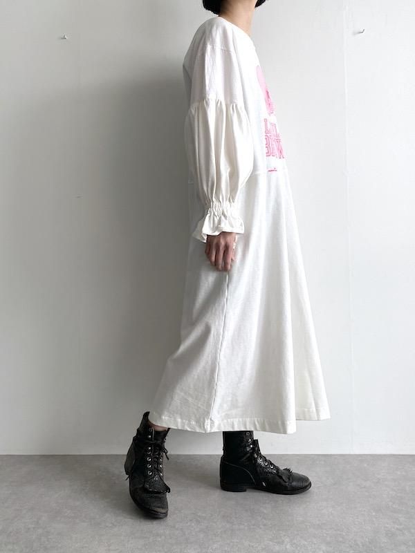 エスキ　リメイク　eski ロングワンピース Remake long T-shirts dress / リメイク フリルスリーブ ロング