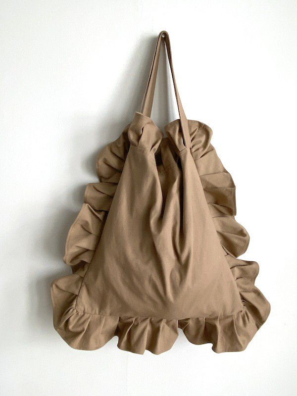 Canvas frill tote bag Large   /   ۥեХå ( Large 顼 / Beige ١ )