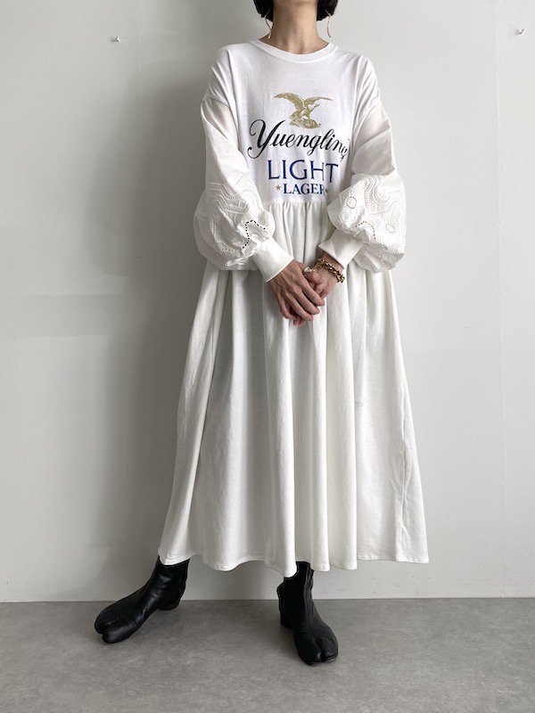 Remake long loose dress  / リメイクルーズワンピース (White)