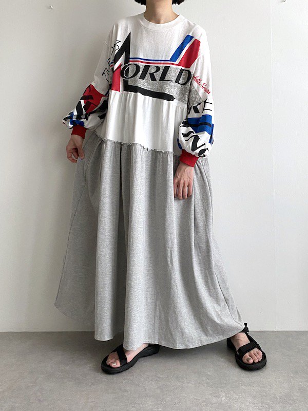 Remake tiered dress  / リメイク ティアードワンピース (90s print)
