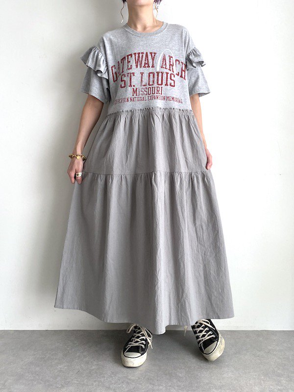 Remake  frill tiered dress  / ᥤեƥɥԡ(gray)