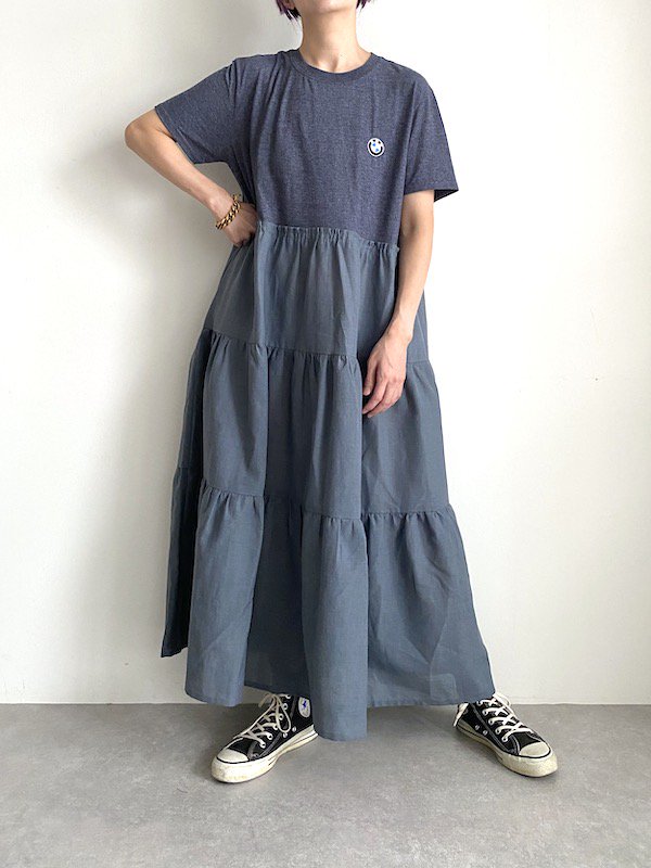 Remake  tiered dress  / リメイクティアードワンピース(Smoke navy)