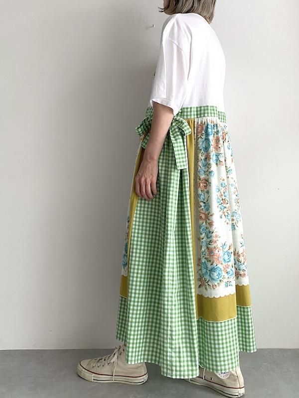 Remake loose apron dress / リメイク エプロンワンピース (wh Remake loose apron dress / リメイク エプロンワンピース (wh