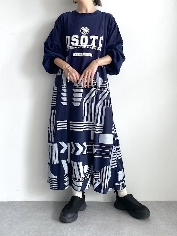 エスキ　リメイク　eski ロングワンピース Remake switching dress / リメイク 切り替えワンピース