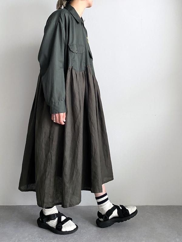 Remake workers shirts dress / リメイク ワークシャツワンピース