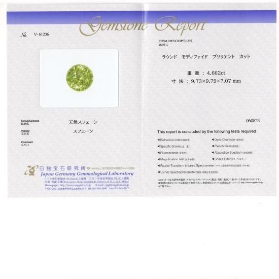 ジンバブエ産グリーンスフェーン 4.662ct クリエイティブカット ジンバブエ産グリーンスフェーン 4.662ct クリエイティブカット
