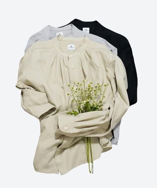イアラ ashuhari アシュハリ バンドカラー シャツ エクリュ イアラ様専用 ashuhari アシュハリ バンドカラー シャツ