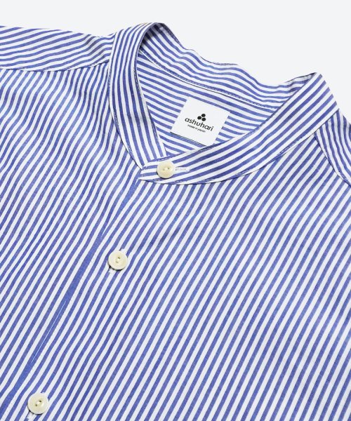 <img class='new_mark_img1' src='https://img.shop-pro.jp/img/new/icons30.gif' style='border:none;display:inline;margin:0px;padding:0px;width:auto;' />smooth wash stripe band collar Aline shirt ( ashuhari )