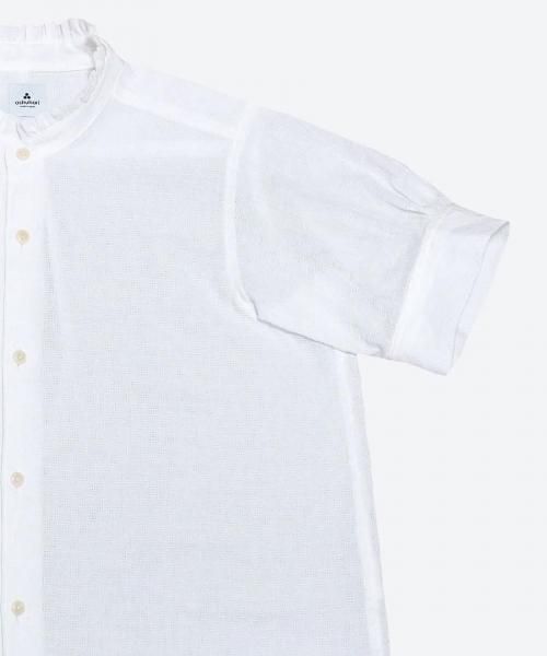 design panama frill collar short sleeved blouse ( ashuhari )<img class='new_mark_img2' src='https://img.shop-pro.jp/img/new/icons7.gif' style='border:none;display:inline;margin:0px;padding:0px;width:auto;' />