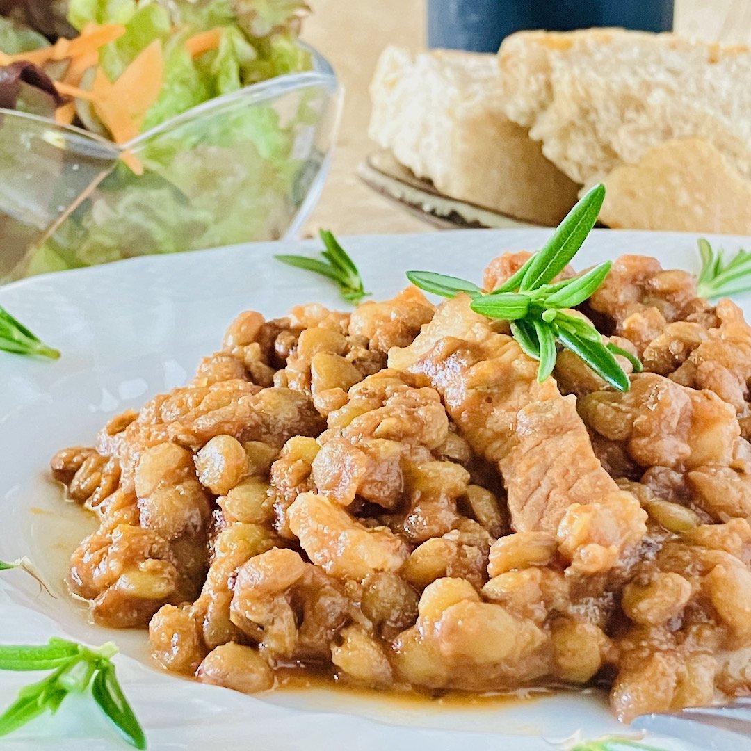 レンズ豆と綾豚肉のトマト煮込み イタリアン自然食品の店 クッチーナ リナルド