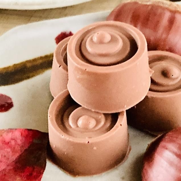 オーガニックチョコ100%使用ミニミルクチョコ<綾栗クリーム>(4個入り)白砂糖不使用♪