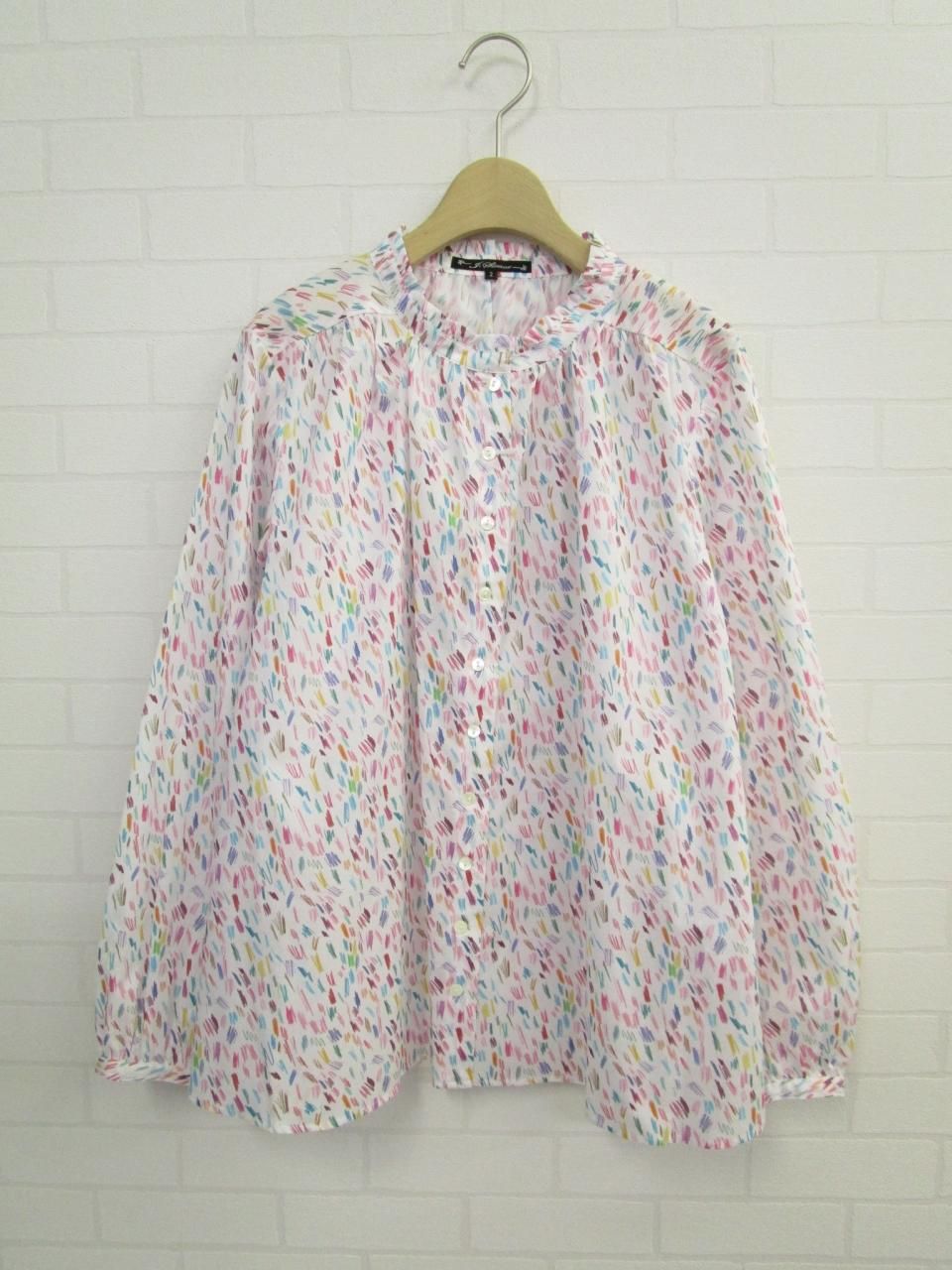 ハンドメイド　リバティ　スタンドフリルブラウス Parkes - スタンドフリルブラウス（リバティコレクション
