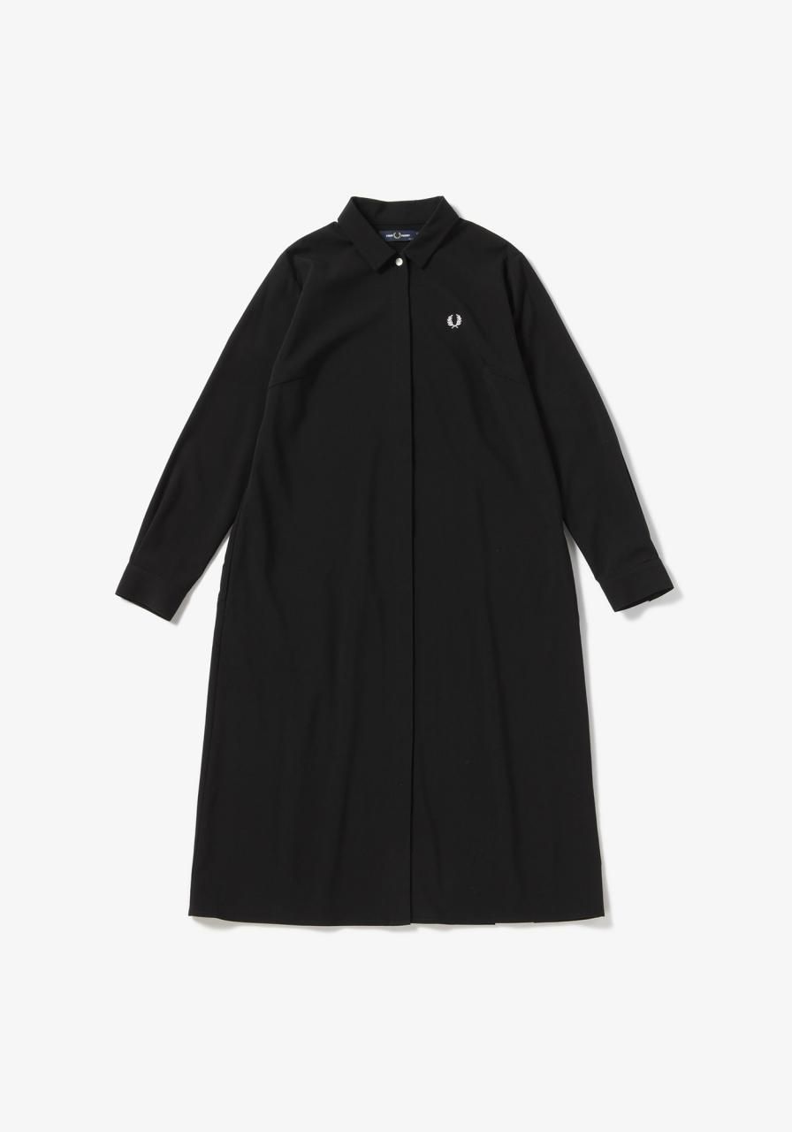 極美品FRED PERRY バックプリーツシャツワンピース ブラック-