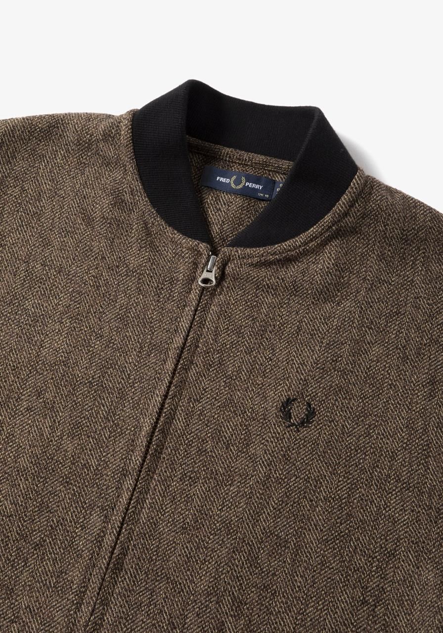 極美品 FRED PERRY ボンバーシャツドレス ツイードジャケット ブラウン