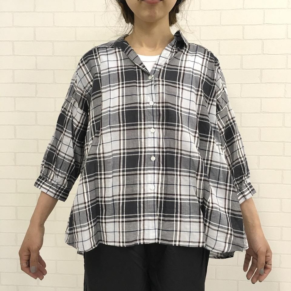 Parkes - コットンリネンチェックの涼しいビッグシャツ - Sheth Online
