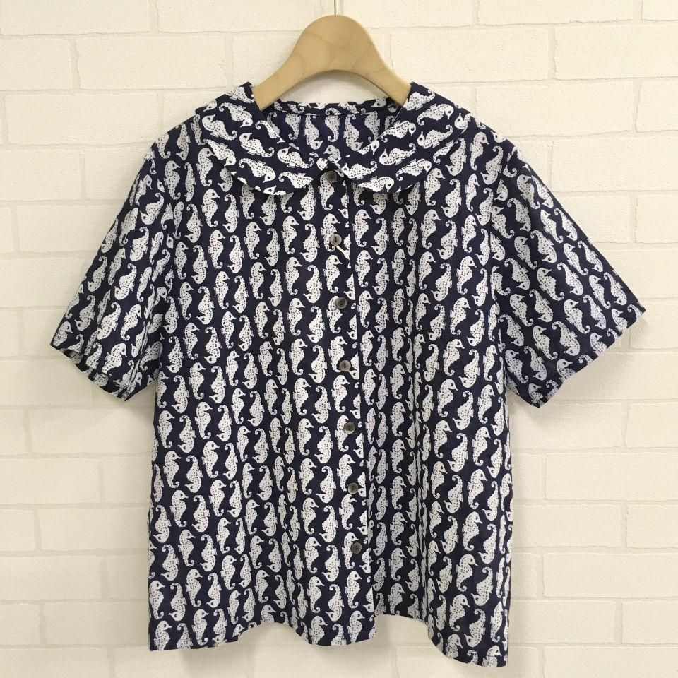 SARAHWEAR - インドファブリック 丸衿ブラウス Owl（ふくろう