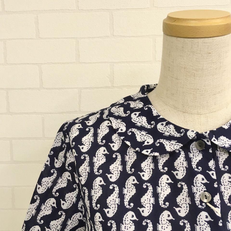 SARAHWEAR - インドファブリック 丸衿ブラウス Owl（ふくろう