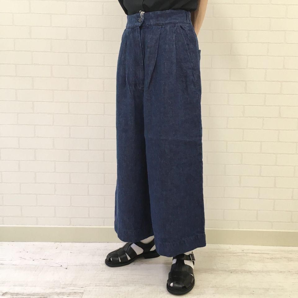 SARAHWEAR - インディゴリネンの太すぎないキュロットパンツ C30381