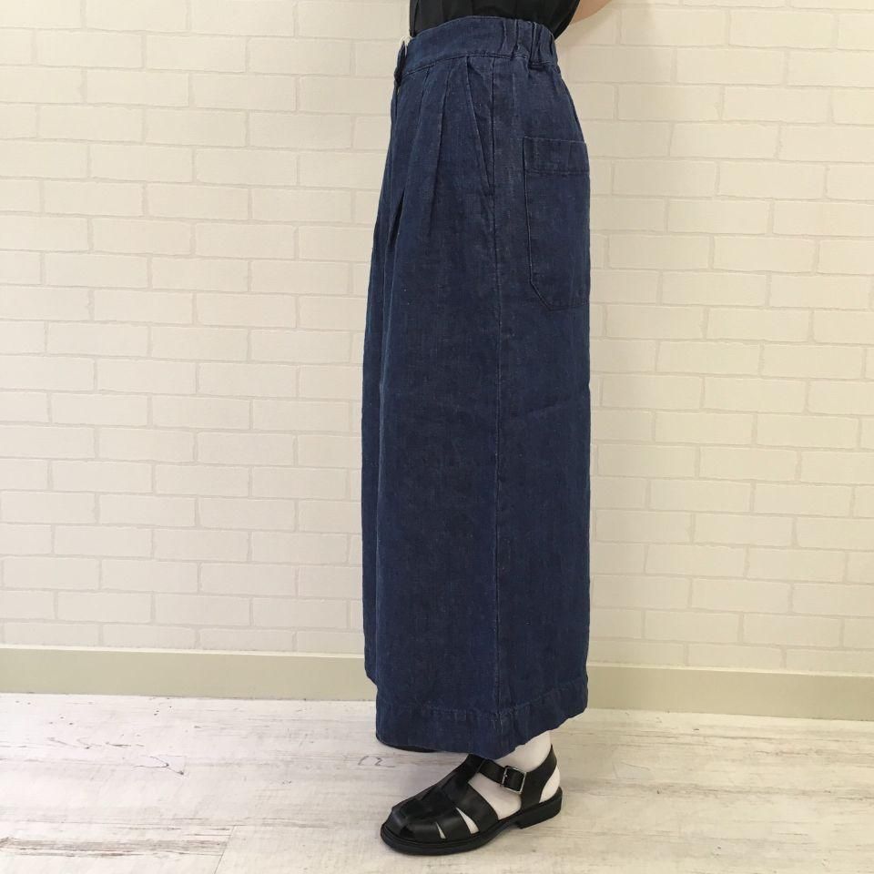 SARAHWEAR - インディゴリネンの太すぎないキュロットパンツ C30381