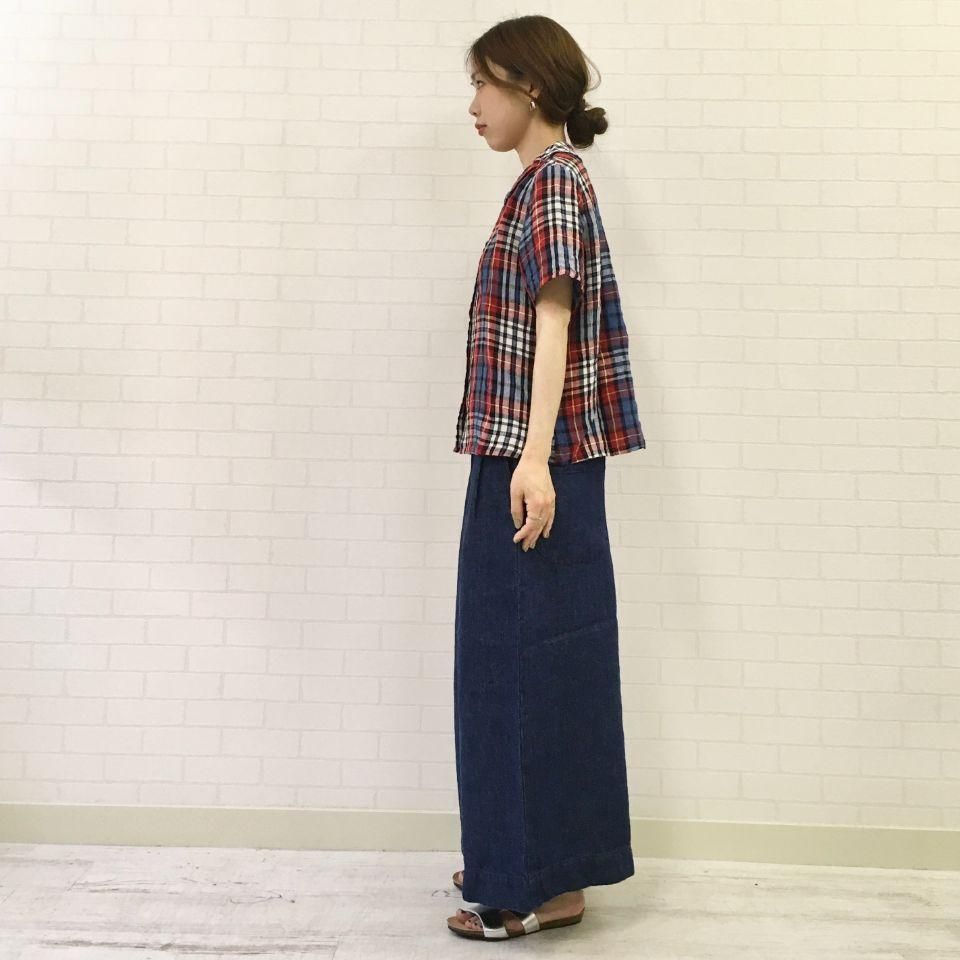 SARAHWEAR - リネンタータンチェック 丸衿のブラウス C52644
