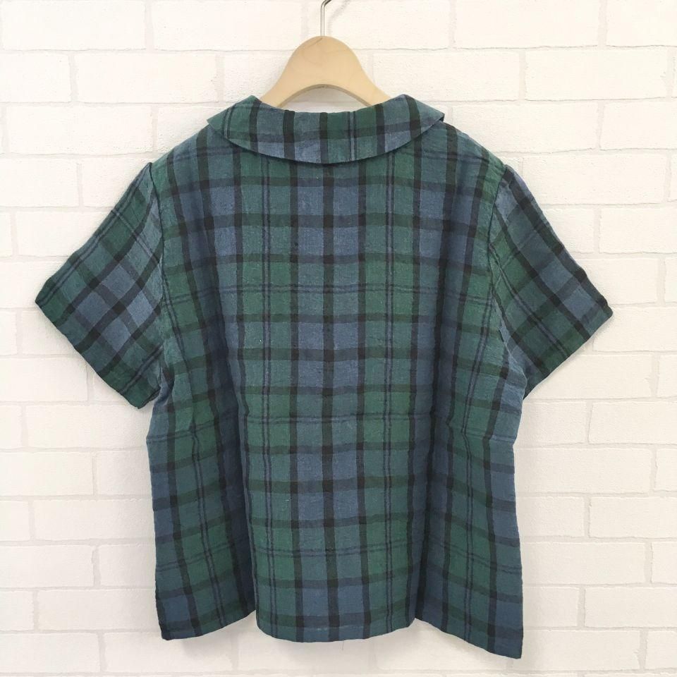 SARAHWEAR - リネンタータンチェック 丸衿のブラウス C52644