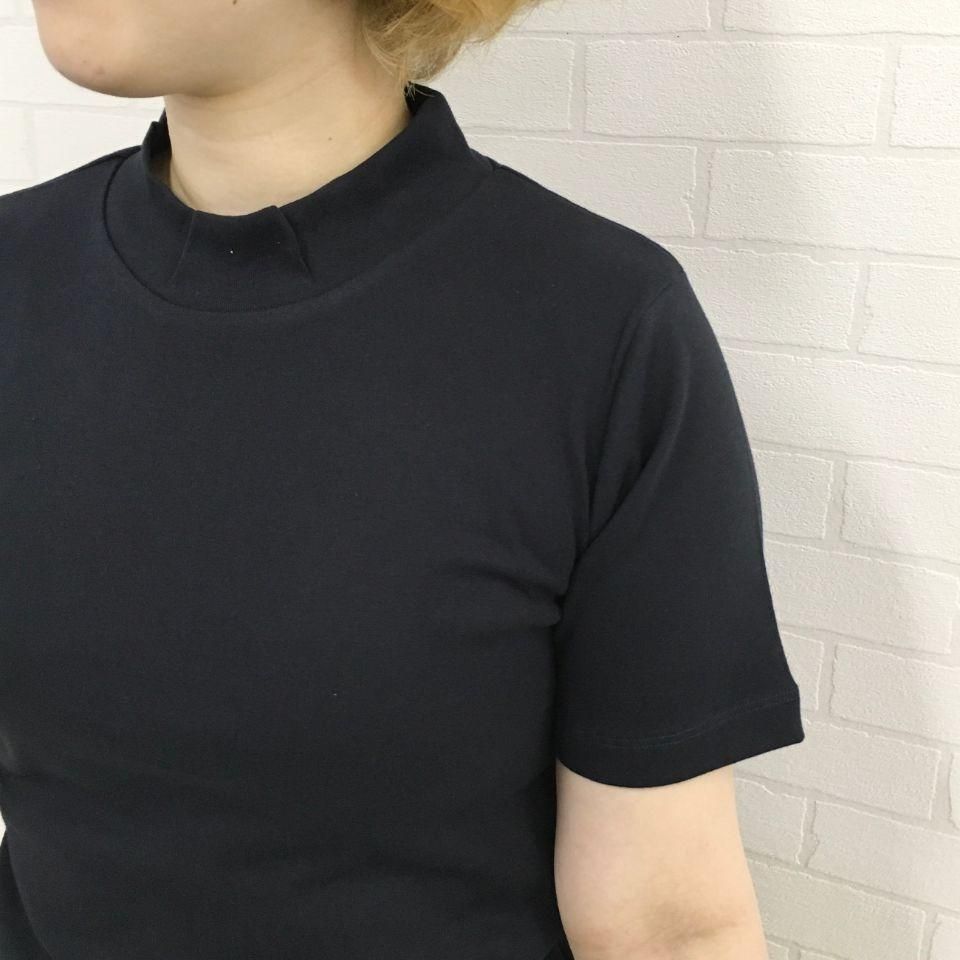 ブラック ハイネック 半袖Tシャツ Amazon | 無地 半袖tシャツ ハイネックtシャツ レディース