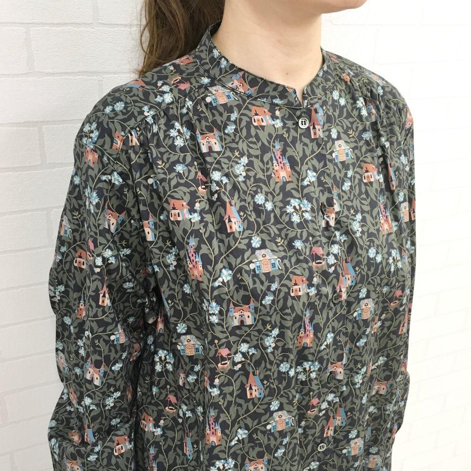 Parkes - バンドカラーのシャツワンピース（リバティコレクション