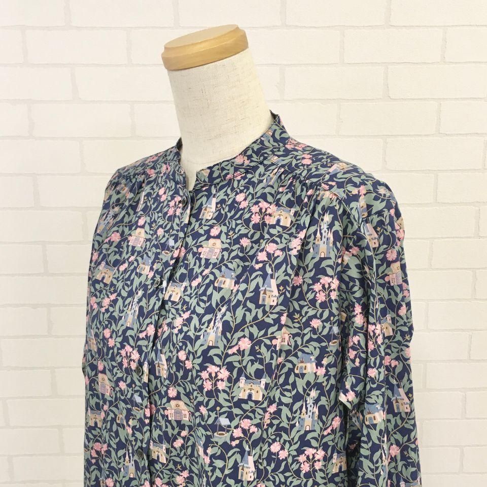 Parkes - バンドカラーのシャツワンピース（リバティコレクション