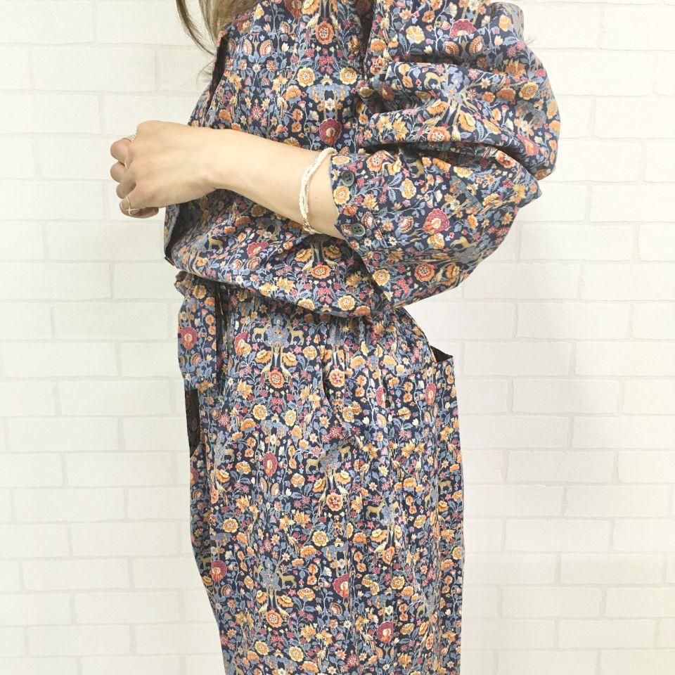 SARAHWEAR - リバティ素材のウエストベルト付ジャンプスーツ