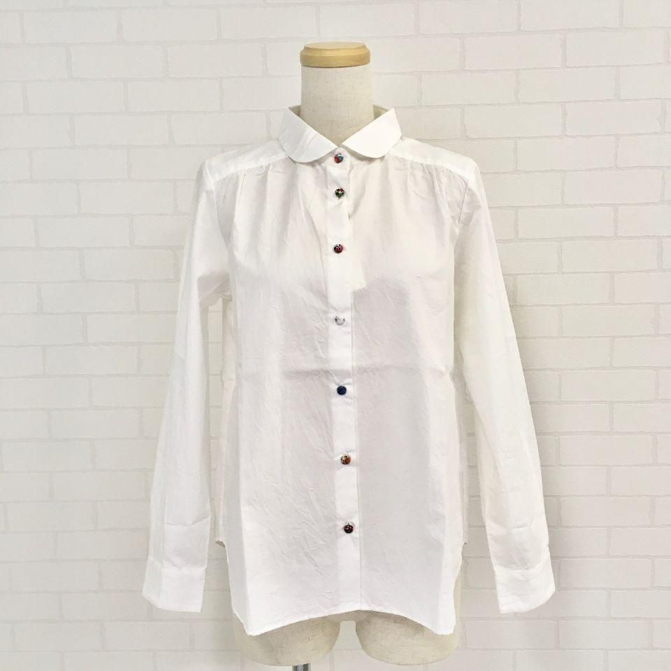 極美品　parkes パークス　ドット柄　丸衿ヨークギャザー　ブラウス 極美品 parkes パークス ドット柄 丸衿ヨークギャザー ブラウス