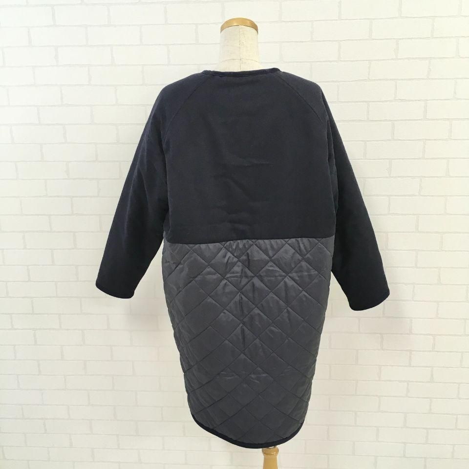 ベースメントオンライン キルティング裾ファーコート ファー 黒