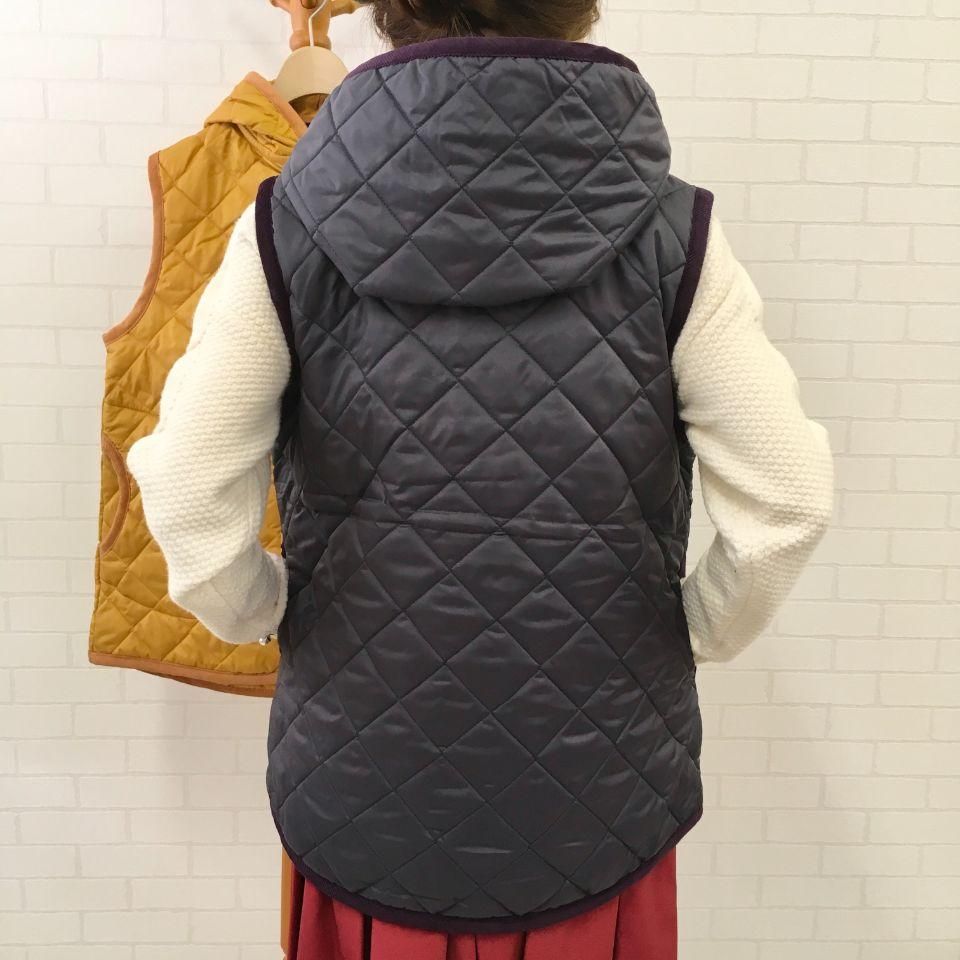 【美品】LAVENHAM ラベンハム キルティング ベスト フード パープル