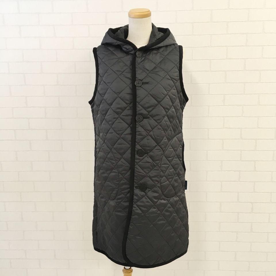 LAVENHAM - フード付キルティングロングベスト（LONG HOODED GILET