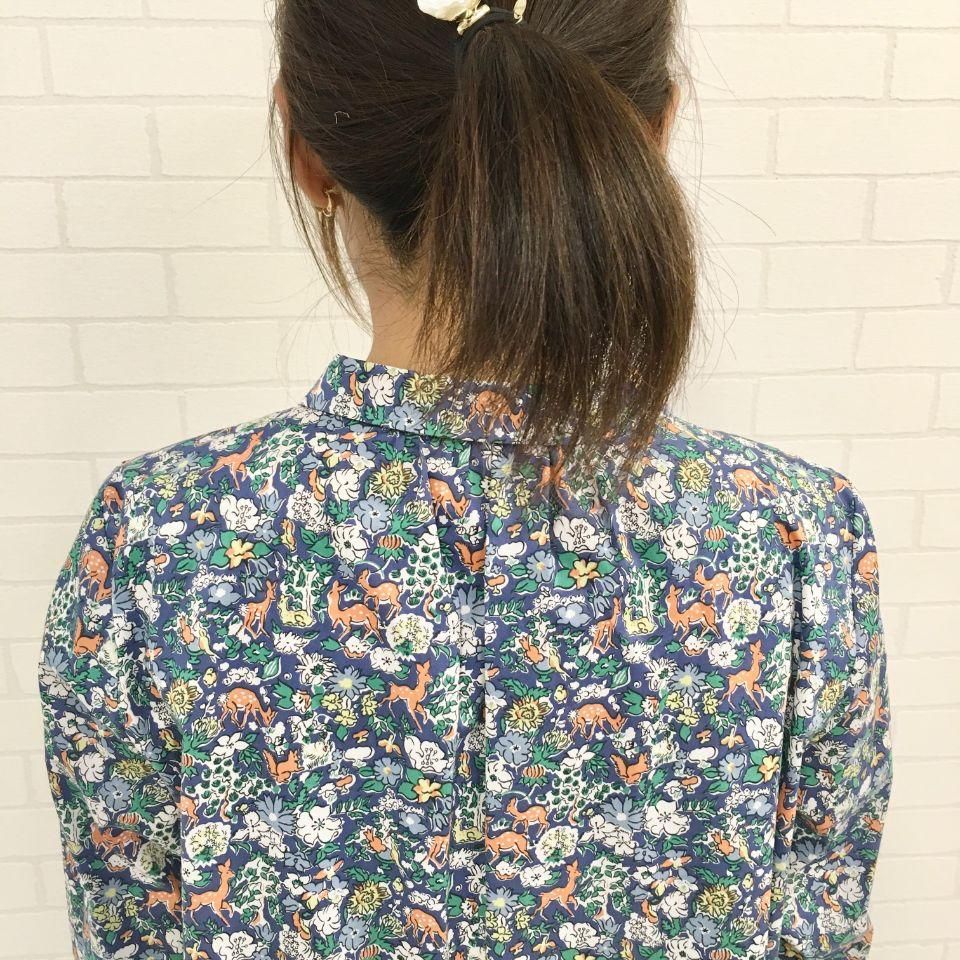 極美品 J.sloane 日本製 リバティプリント 半袖 ちび衿 ブラウス