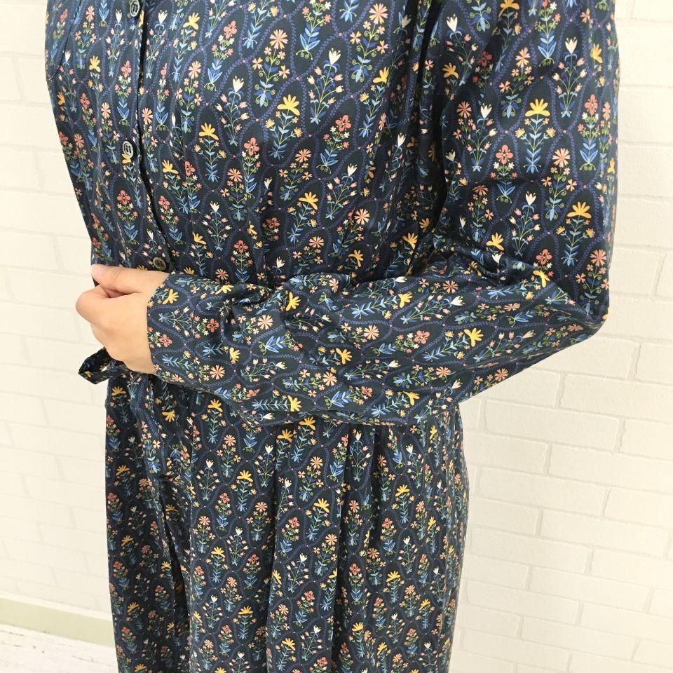Parkes - ウエストリボン付のシャツワンピース（リバティコレクション