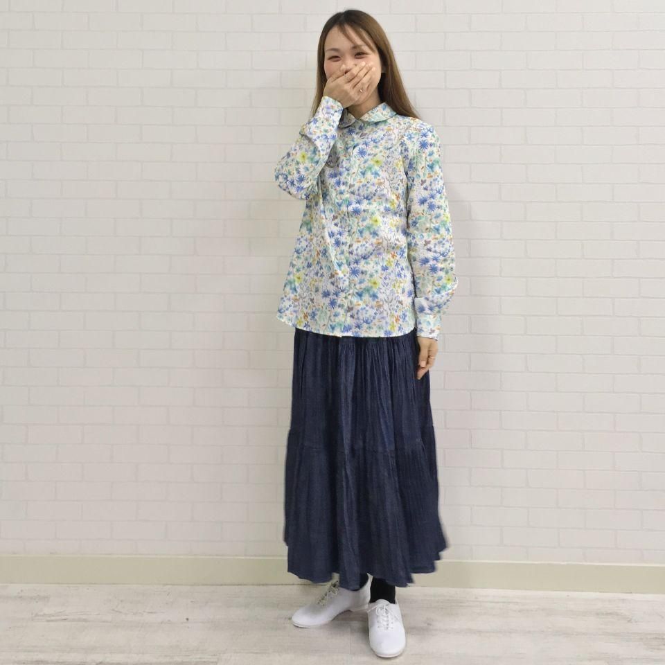Parkes - 丸衿ヨークギャザー リバティブラウス（リバティ