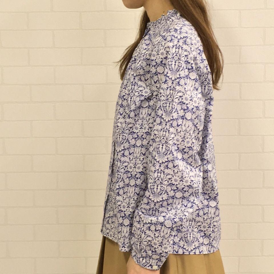 美品✨Parkes パークス リバティ タナローン 長袖 スタンドフリル襟 M Parkes - タナローン スタンドフリル長袖シャツ （リバティ