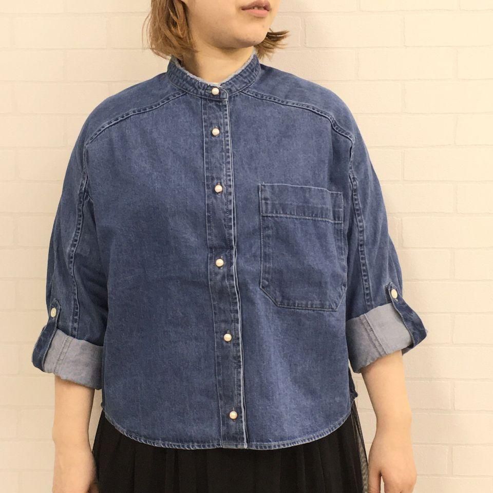 BLANC basque パールボタン デニムシャツ38シャツ/ブラウス(長袖/七分)