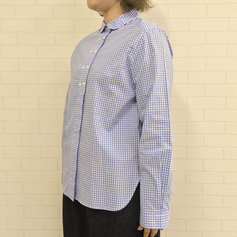 CHILD WOMAN - 無地/ｷﾞﾝｶﾞﾑﾁｪｯｸ Wボタンシャツ（0101BL010192）（正規