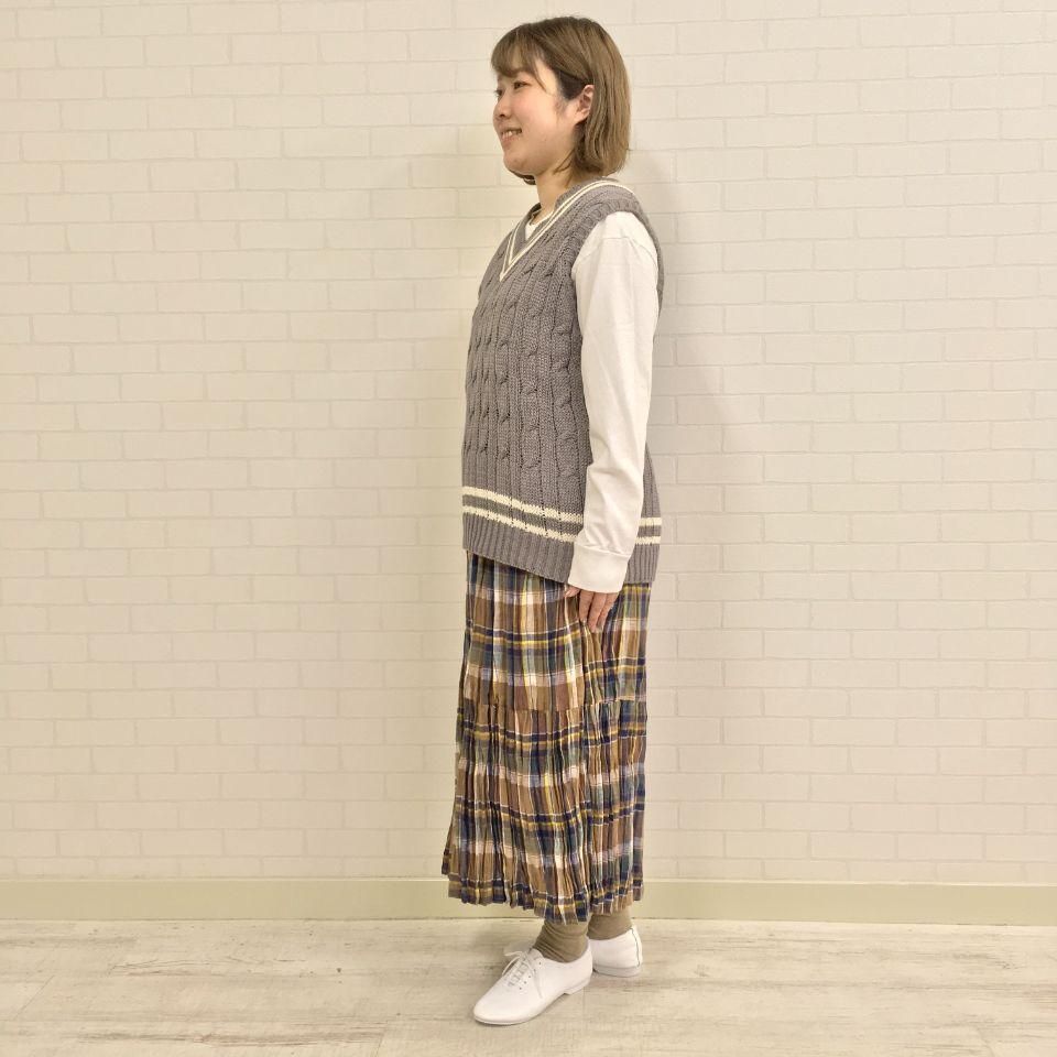 Rockmount Ranch Wear リネン ティアード チェックスカート Rockmount - リネンマドラスチェック 3段ティアードスカート
