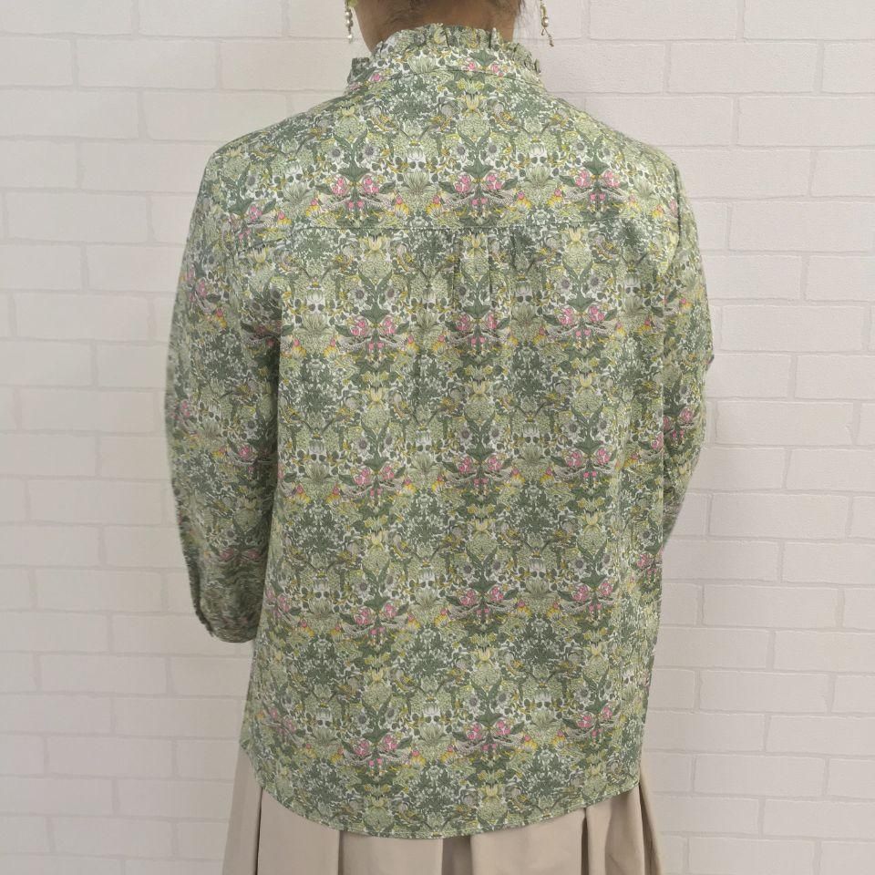 美品✨Parkes パークス リバティ タナローン 長袖 スタンドフリル襟 M 再入荷予定なし】Parkes リバティ スタンドフリルAライン