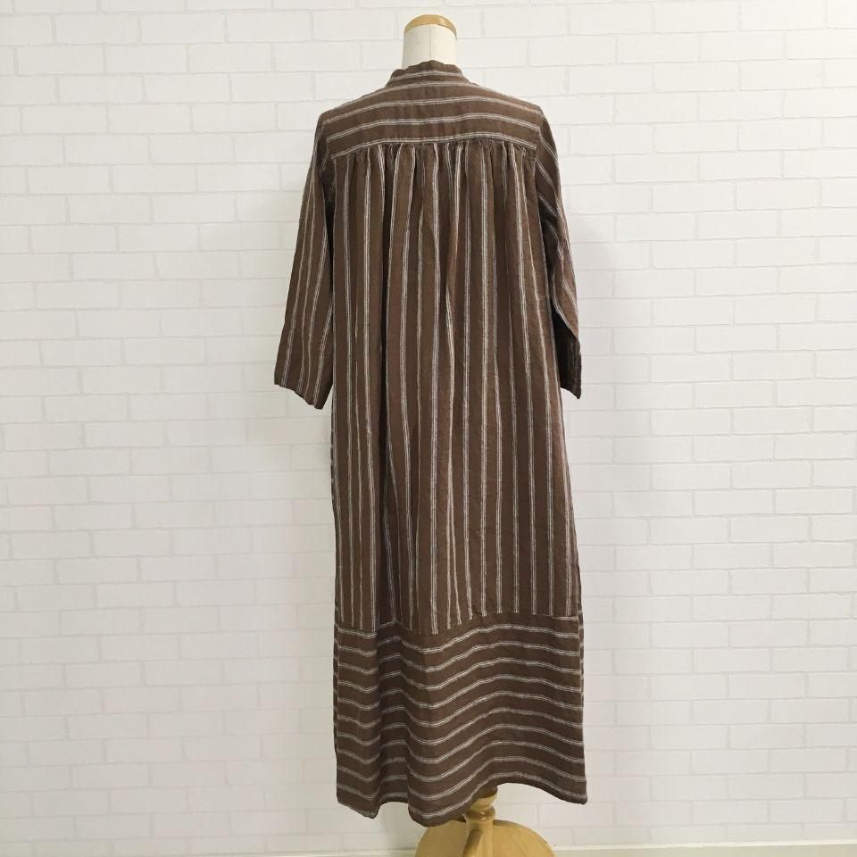 サラウェア リネンウールツイルドレス SARAHWEAR - TOMOYO リネンストライプドレス （C71105） - Sheth