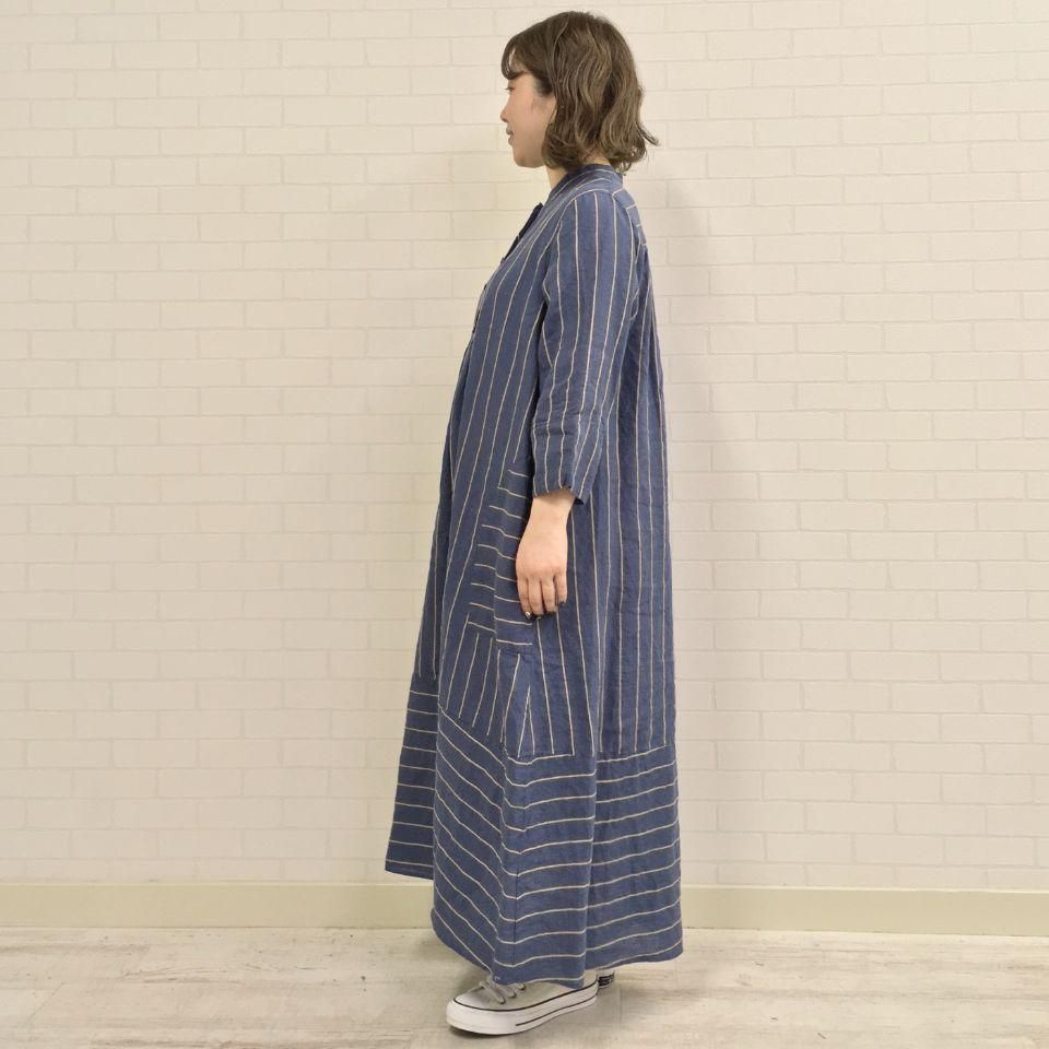 SARAHWEAR - TOMOYO リネンストライプドレス （C71105） - Sheth