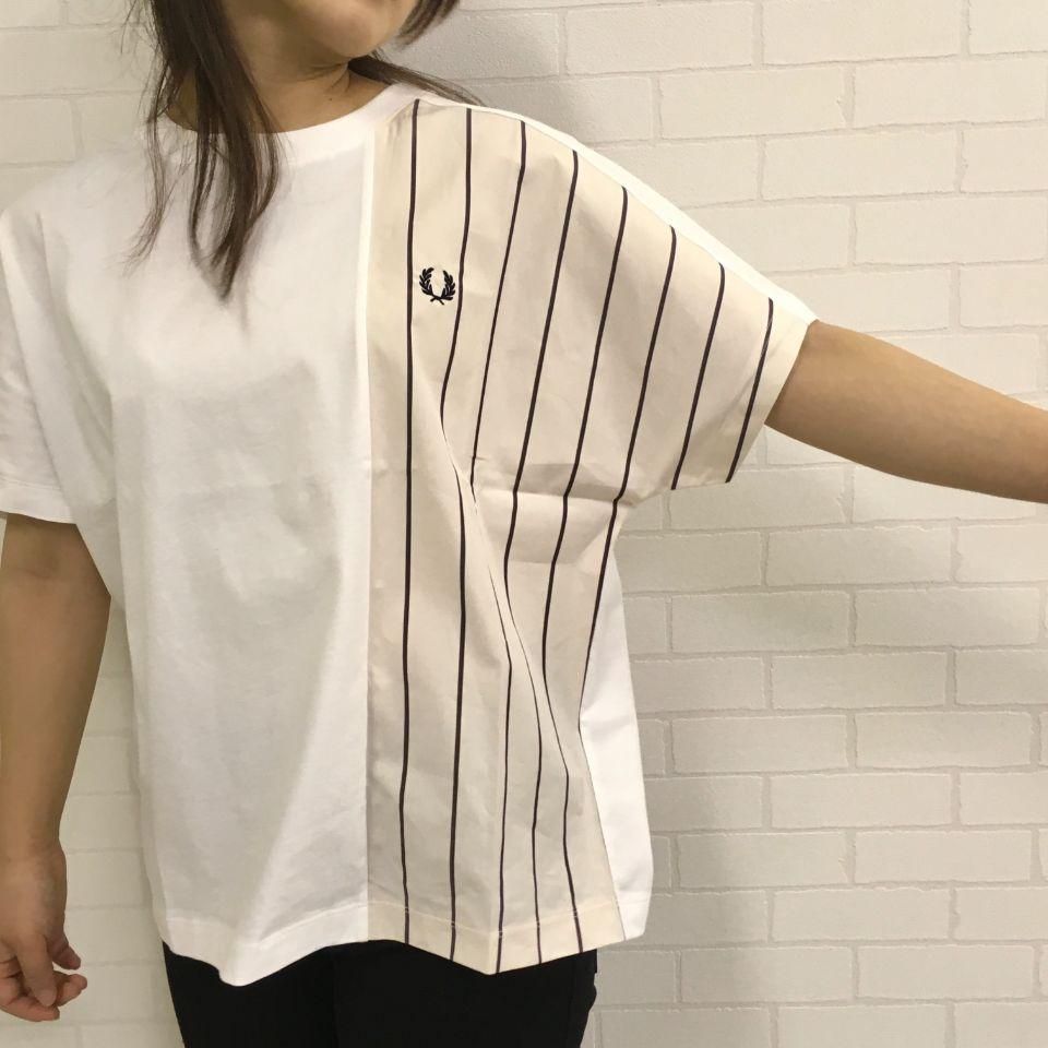 FREDPERRY WOVEN PANEL ストライプ Tシャツ FRED PERRY - WOVEN PANEL T-SHIRT（G1129）正規取扱商品