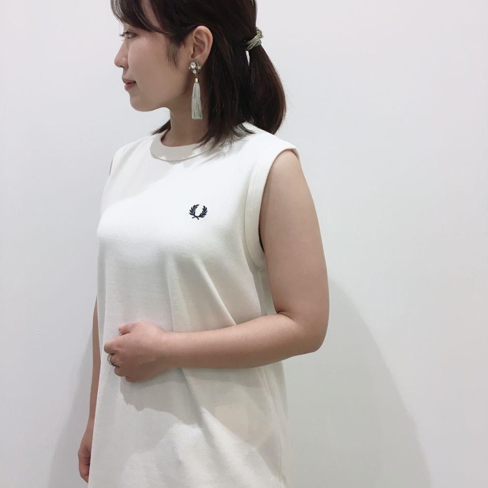 ワンピース FRED PERRY Pique Ringer Sleeveless Dress Button Through Piqué Shirt Dress - Navy | Women's Dresses